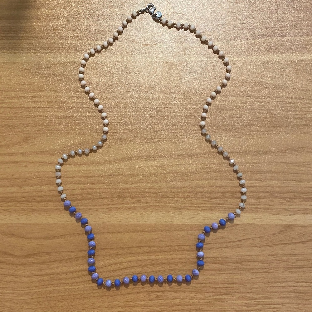LOFT Blue and Tan Beaded Necklace